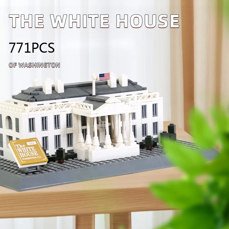 Creative Presidential Palace Of United States World Famous Architecture Block Washington White House Model Building Bricks Toys