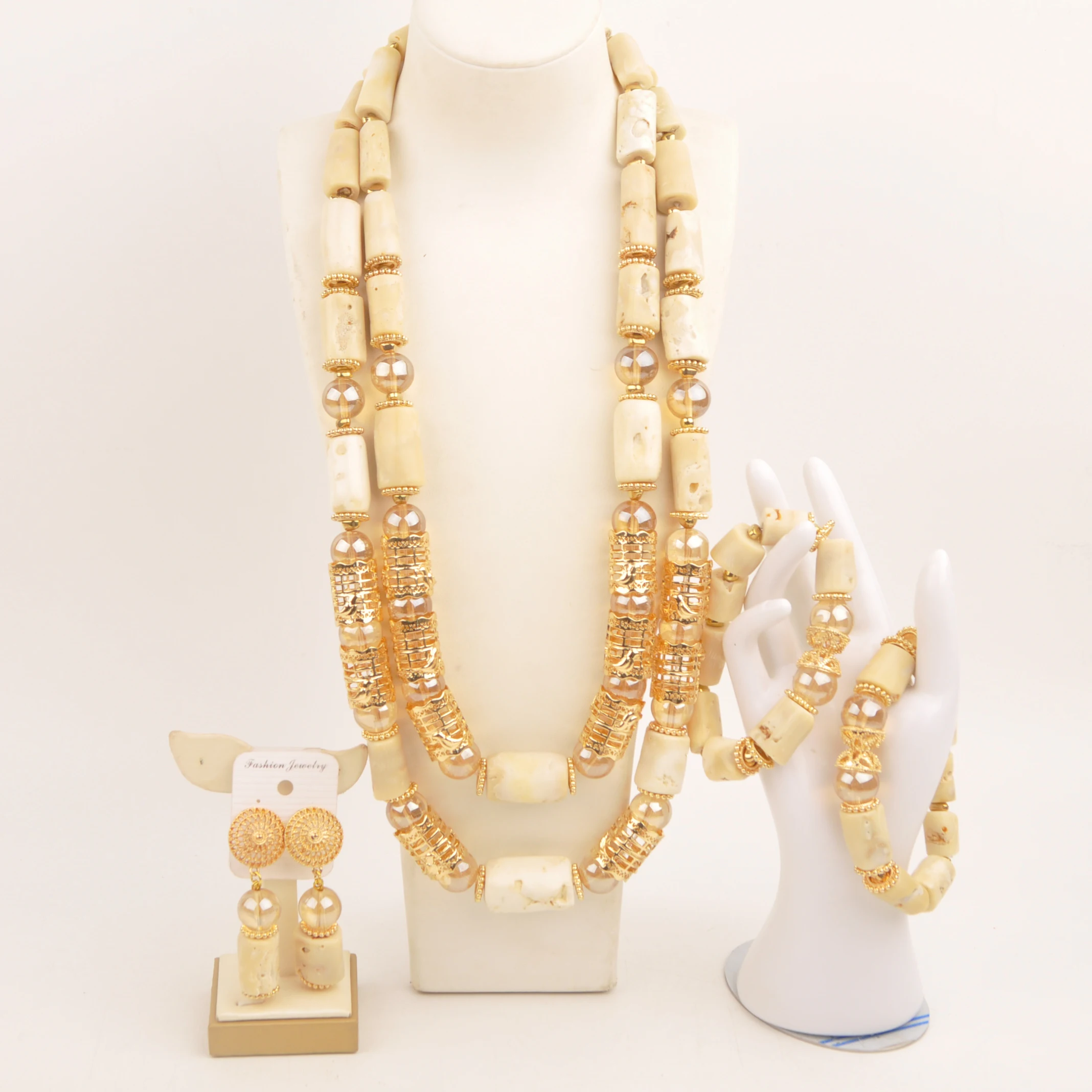 

Fashioin 2layers 28inches White Coral Jewelry Set for Women