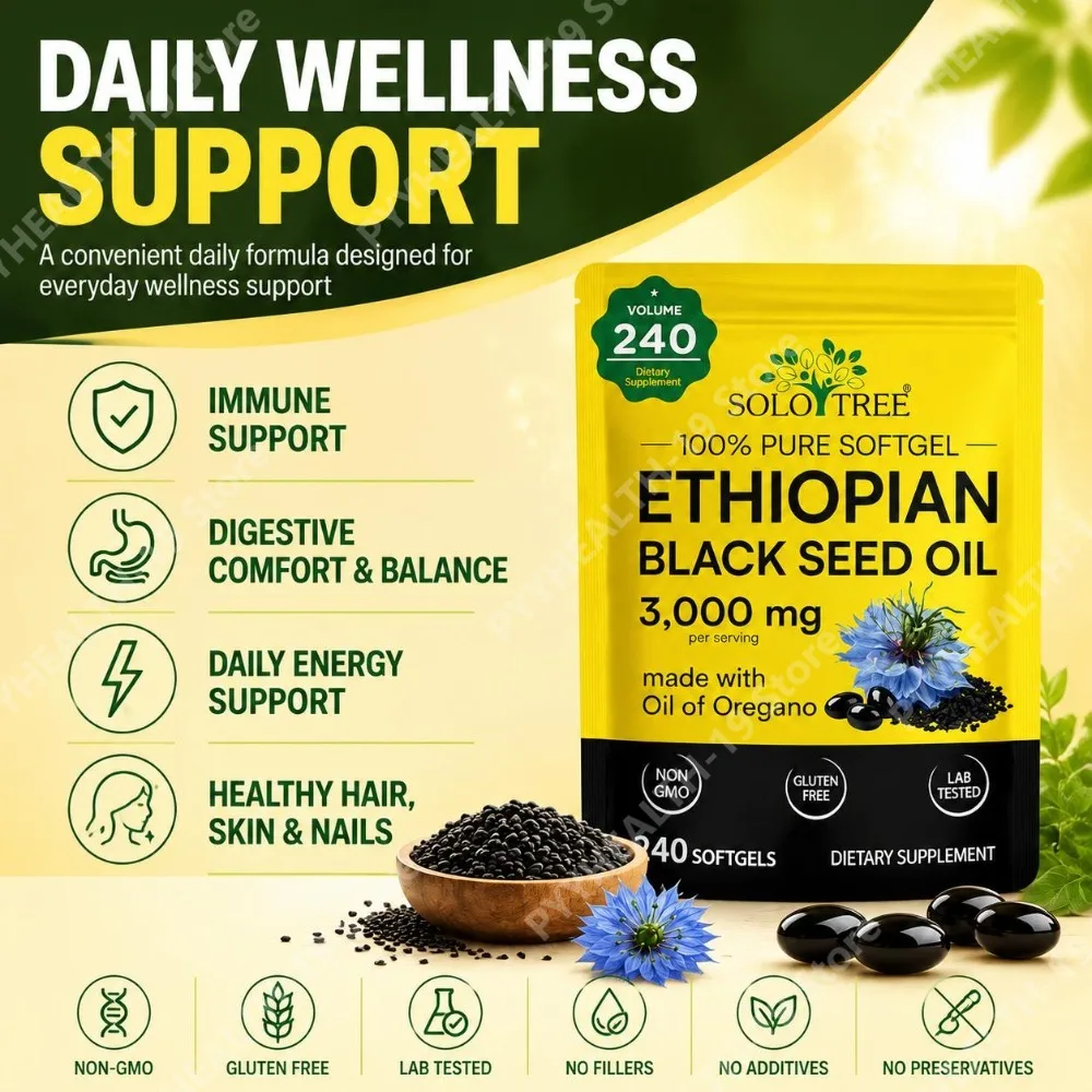 Ethiopian Black Seed Oil 3000mg Softgels – with Oil of Oregano for Immune Support, Digestive Comfort & Daily Energy – 240 Ct
