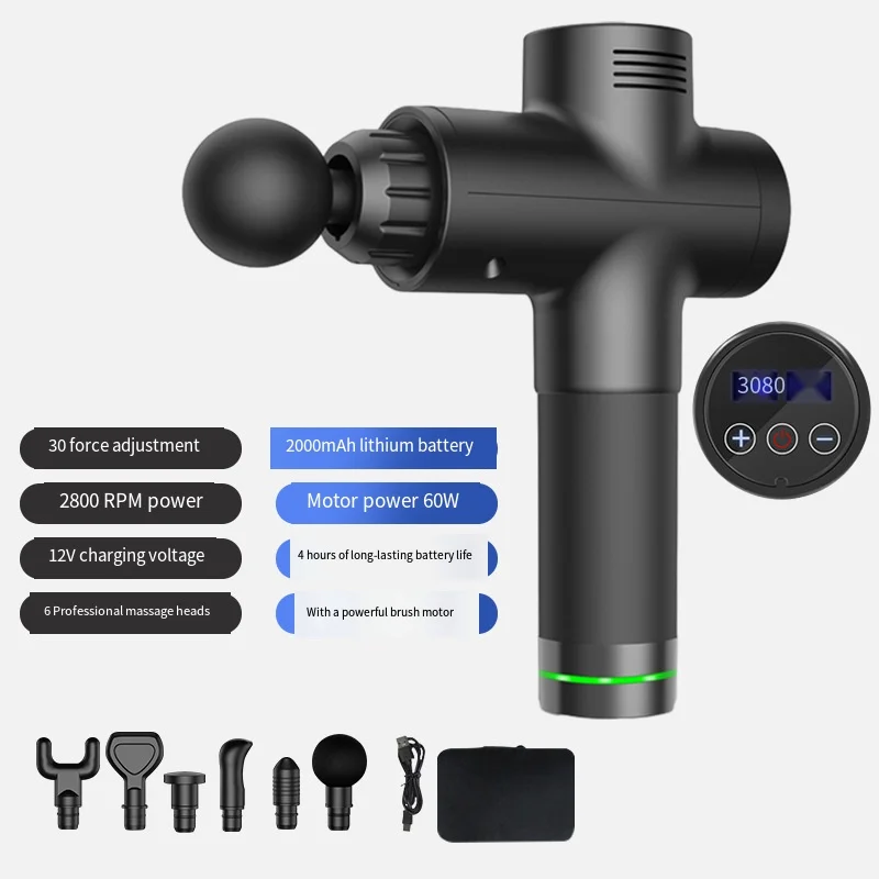 

Электрический массажный пистолет для фасции, расслабление мышц тела, облегчение боли, шумоподавление, ЖК-дисплей для шеи, спины, ног, фитнеса