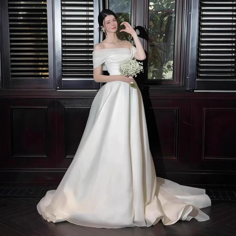 GIYSILE Customized One-shoulder Wedding Dress Simplicity 2025 New Fashion Luxury High-end Party Dress Trailing  Gauze Girl