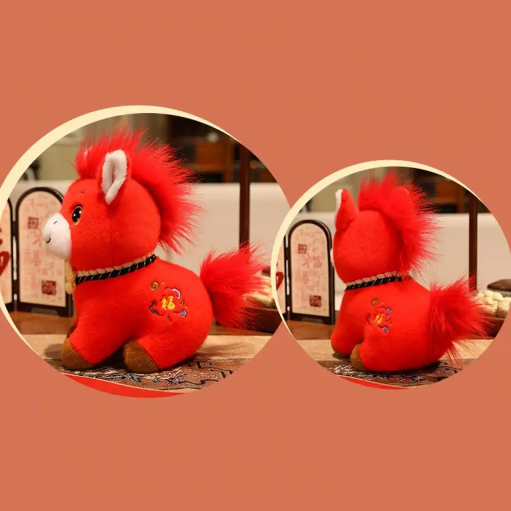 Muñeco de caballo, caballo del zodiaco tradicional, juguete de peluche para buena suerte, decoración del hogar, año del caballo, muñeca con significado auspicioso, juguete de peluche de Pony