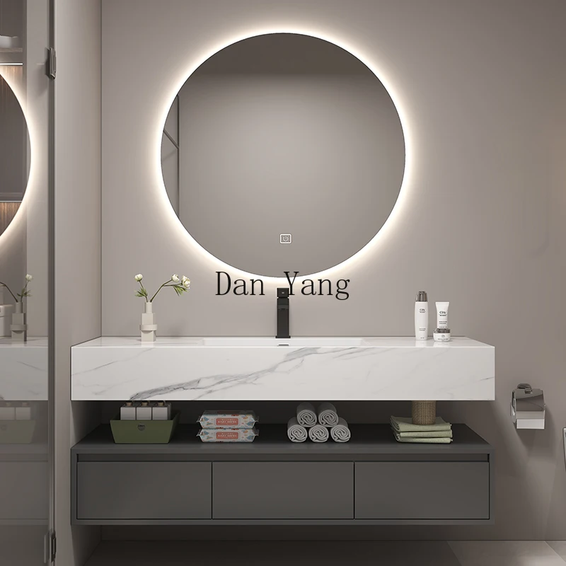 YJ bathroom cabinet combination modern simple light luxury rock slab integrated basin bathroom washbasin hand washbasin solid