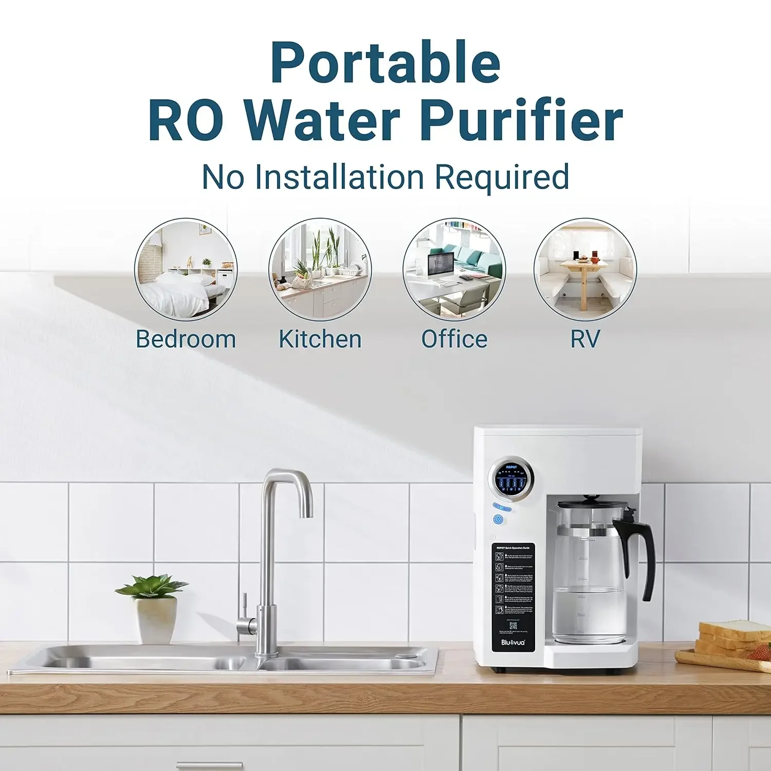 for RO100ROPOT Reverse Osmosis System Countertop Water Filter, 4 Stage Purification, Counter RO Filtration, 2:1 Pure