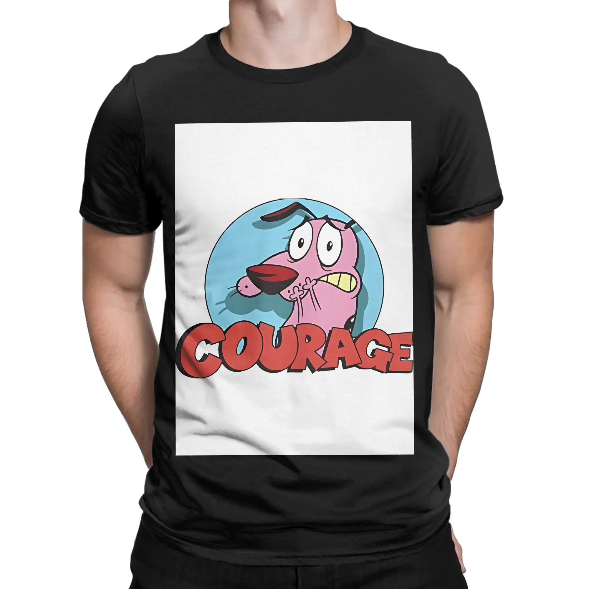 cCourage the Cowardly Dog Courage Pet Graphic 100% Cotton T-Shirt cCourage the Cowardly Dog Tops Tees For Men