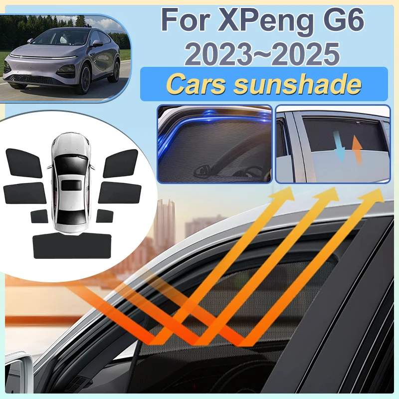

For XPeng G6 2025 Accessories 2023 2024 F30 Car Window Sun Shade Front Rear Windshield Privacy Mesh Sun Visor Covers Accessories