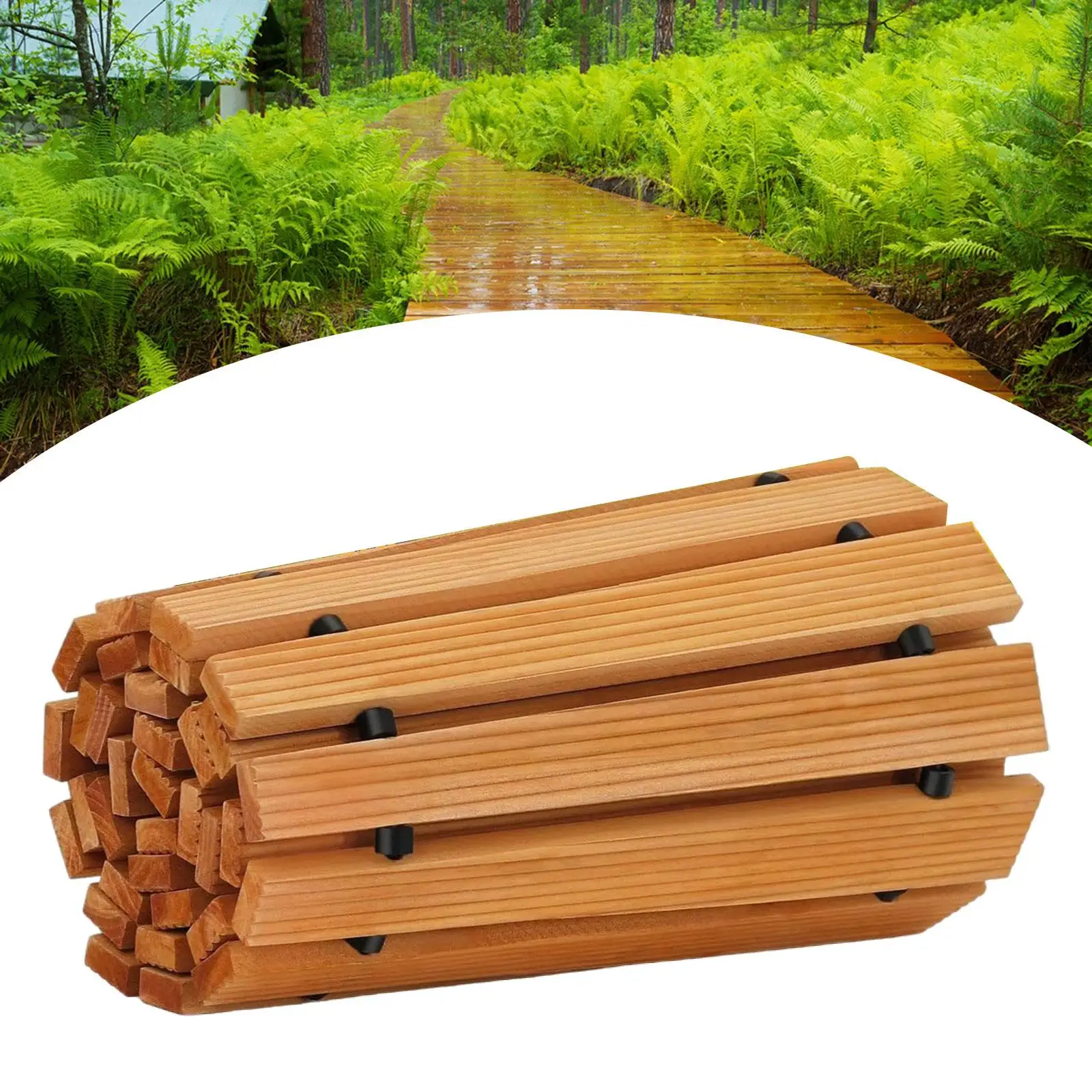 

Wooden Garden Pathway Decorative Roll Out Walkway for Balconies Patio Beach