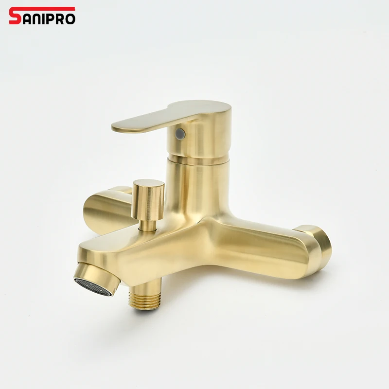 

SANIPRO Good Price Solid Brass Gold Hot And Cold Water Shower Bath Mixer Tap Bathroom Tub Faucets