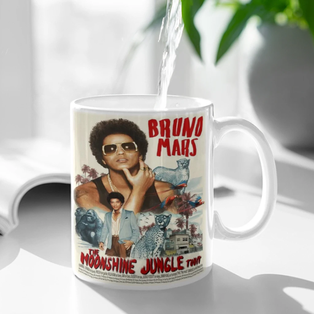 Singer B-Bruno Mars Anime Ceramic Mug Cute Coffee Tea Milk Stave Mugs And Cups with Handle Novelty Gifts