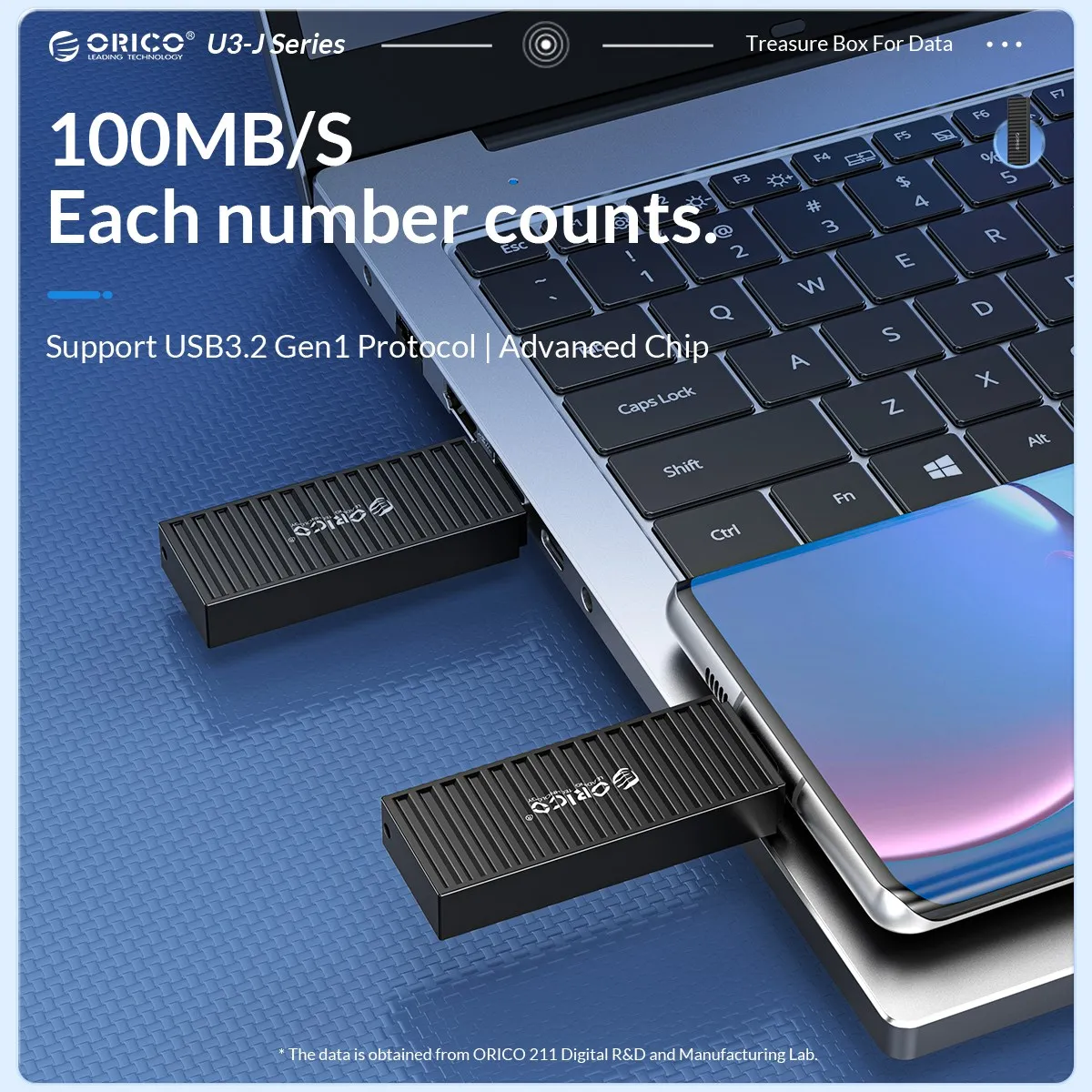 ORICO-unidad Flash USB 3,2 de Metal, pendrive de 32GB, 64GB, 128GB, 256GB, diseño en forma de contenedor para USB tipo C