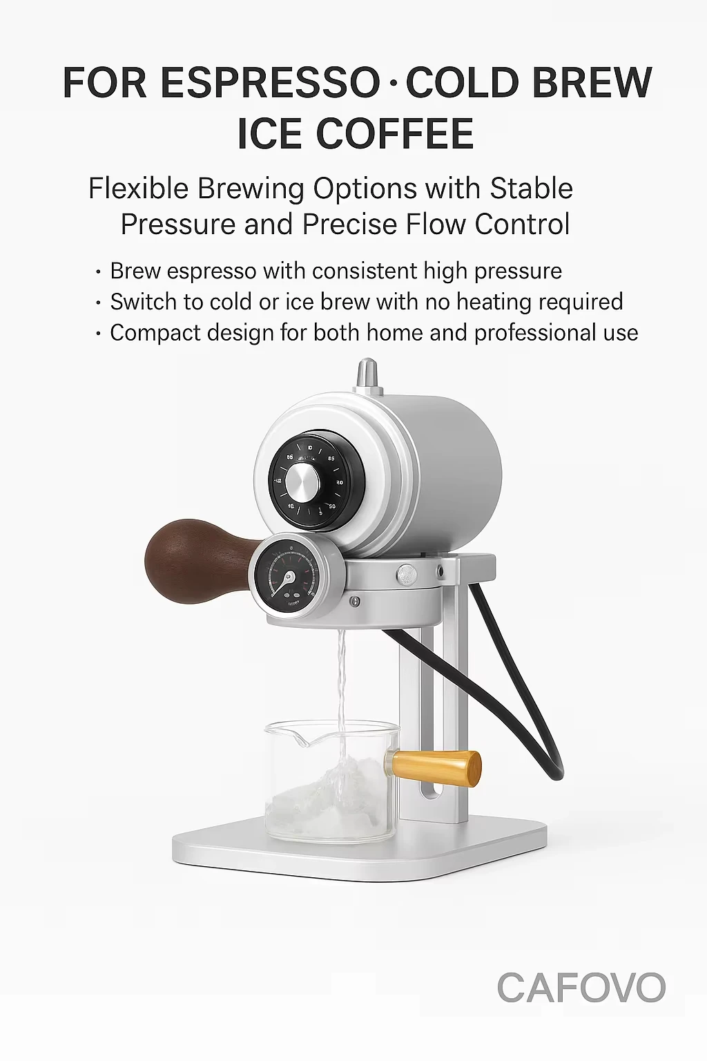 CAFOVO GP15 Electric Gear Pump Espresso Machine 9-15 Bar Variable Pressure Aluminum Body Portable Espresso Coffee Maker