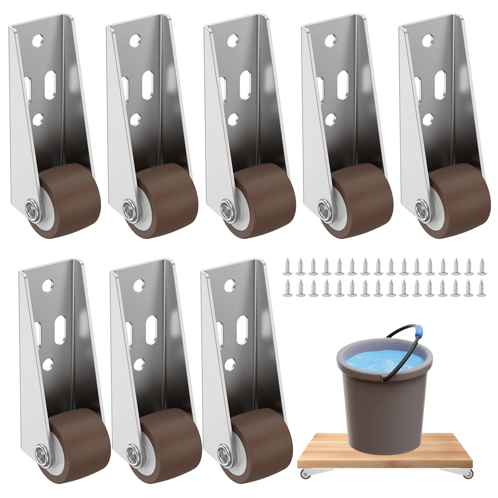 

Little Rubber Rolling Wheel Portable Low Profile Frame Rigid Caster Kit for Bed Drawers Portable Low Profile Casters Wheels Set