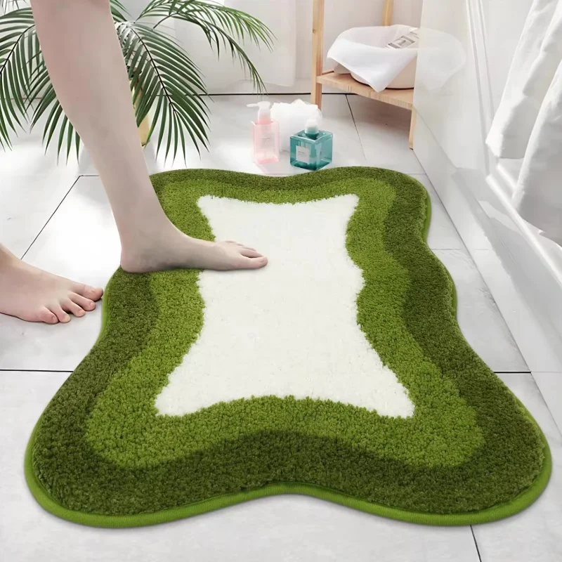 Modern Minimalist Water-absorbent Plush Floor Mats Bathroom Non-slip Foot Mats Toilet Easy To Dry Anti-fouling Flocked Floor Mat