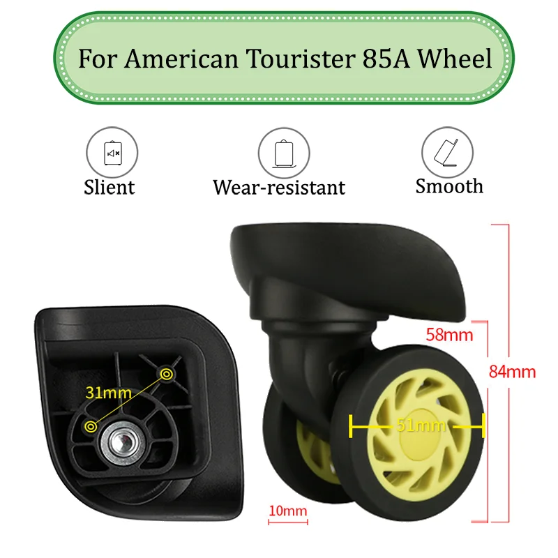 For American Tourist 85A Universal Luggage Wheel Mute Wear-resistant Push-pull Smooth Luggage Replacement Accessories Wheels