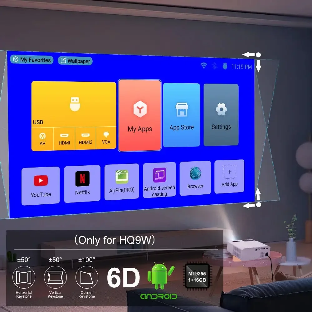 Proyector LED 1080P 4K 8000 lúmenes FHD Android 10,0 5G WIFI para cine en casa