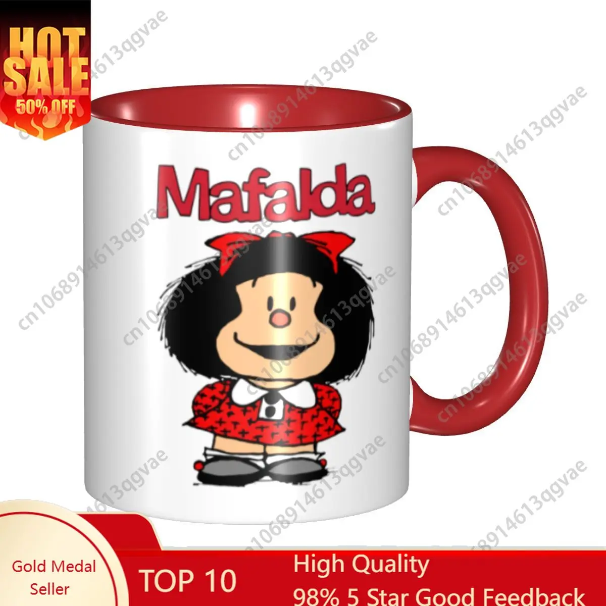 

Cute Mafalda Mugs Custom Argentine Cartoon Quino Comics Ceramic Coffee Mug Creative Gift