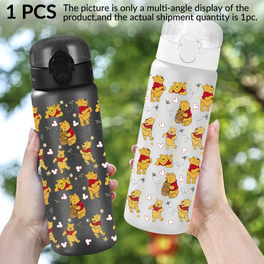 1Pc Disney  Winnie the Pooh  Flowers  Pattern 26oz Plastic Water Bottle  Outdoor Sports Water Cup Birthday/Homecoming Gift