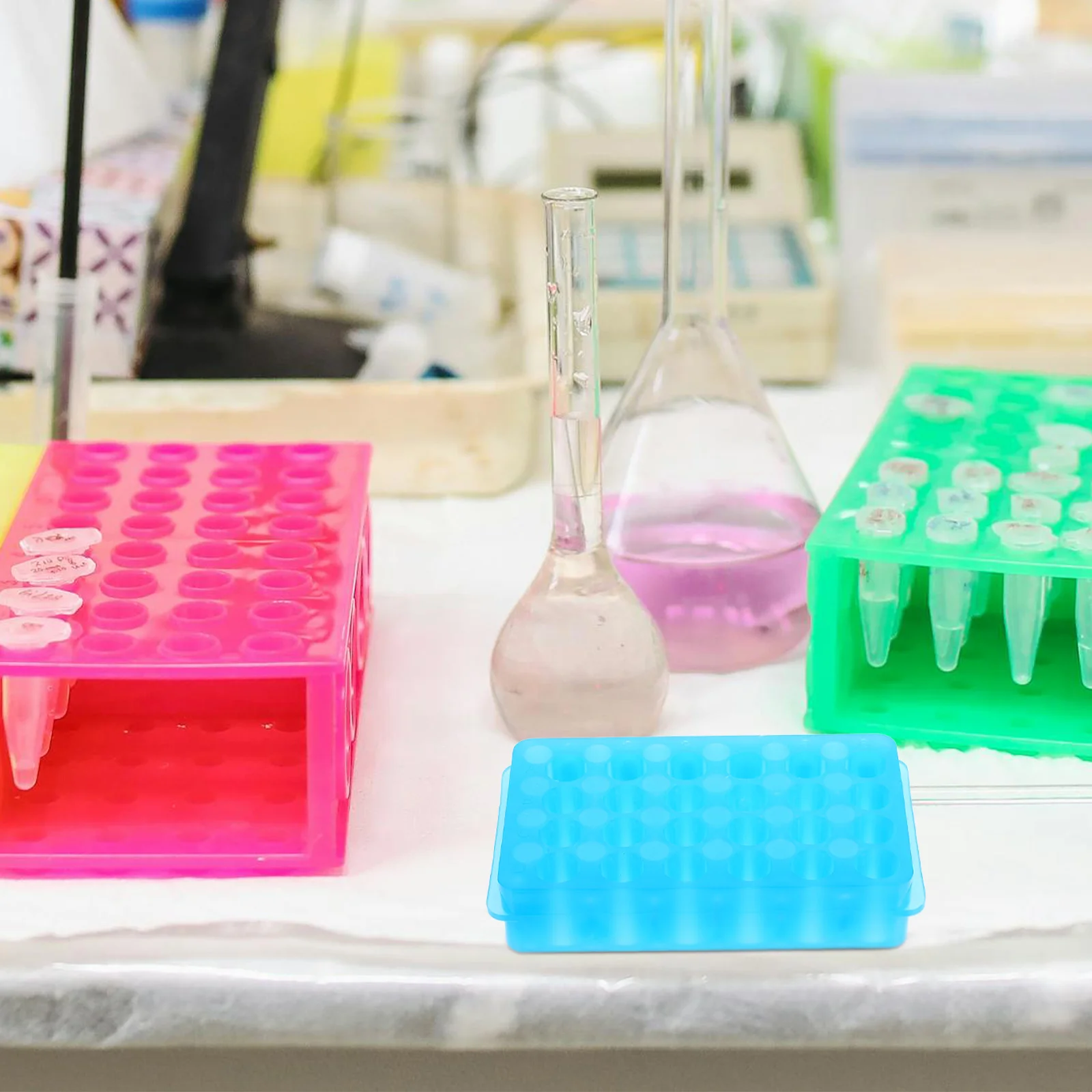 

24 Hole Double Sided Laboratory Test Tube Rack Durable Chemical Resistant Tube Organizer Sampling Holder