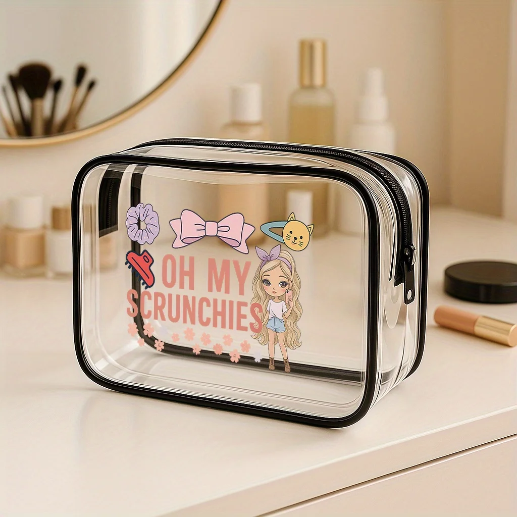 حقيبة تخزين إكسسوارات الشعر الشفافة مع سحاب، هدية للسفر والزفاف