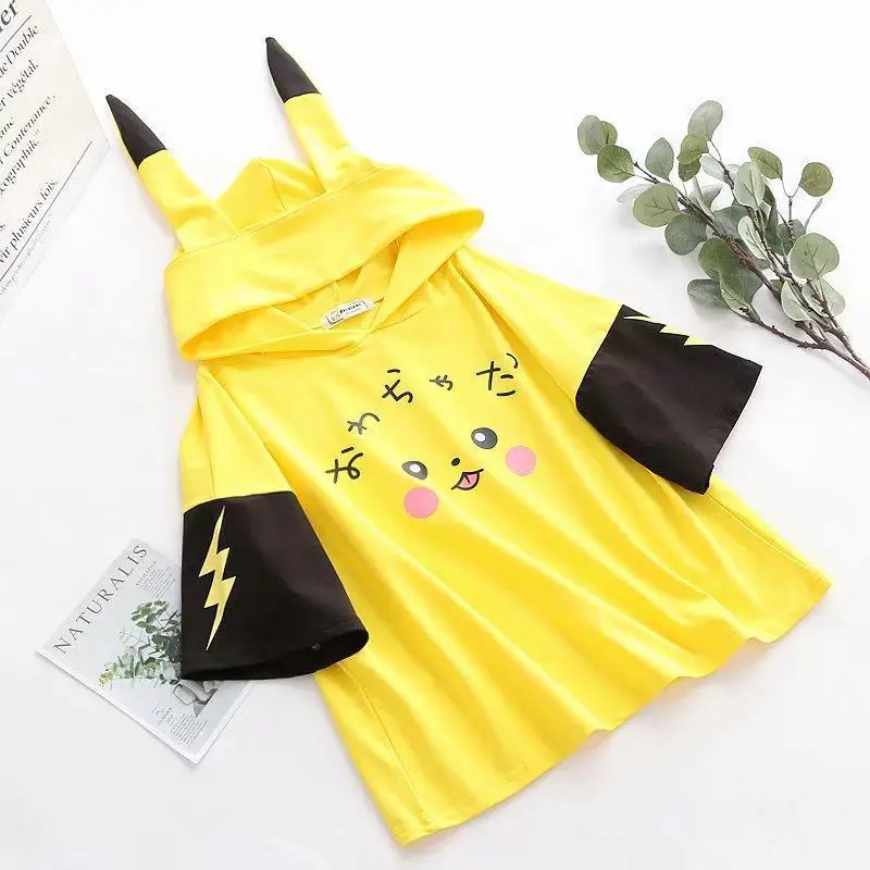 2024 New Cartoon Pikachu Hoodie Student Summer Casual Mobility Tops Adult Personalised Streetwear Pullover Halloween Costume