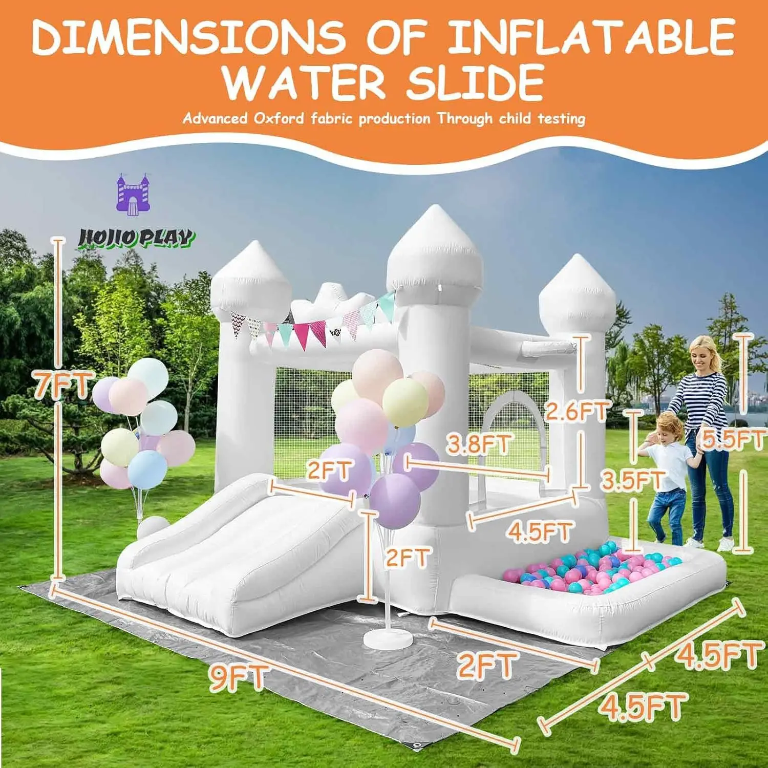 White Bounce House,Inflatable Toddler Bouncy House for 3-6 Age Kids Party Gift with Blower White Bouncy