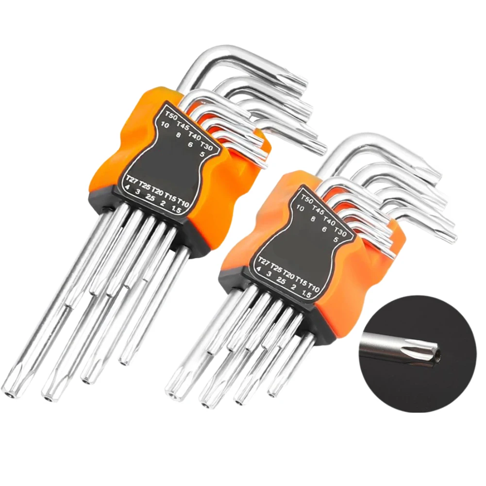 9PCS L Type Double-End Screwdriver Hex Wrench Set A-llen Key Hexagon Flat Ball Torx Star Head Spanner Key Set Hand Tools