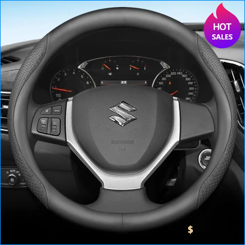 Leather Car Steering Wheel Cover for Suzuki Vitara Jimny Swift Ignis SX4 Baleno 2015 2016 2017 2018 2019 2020 Auto Accessories