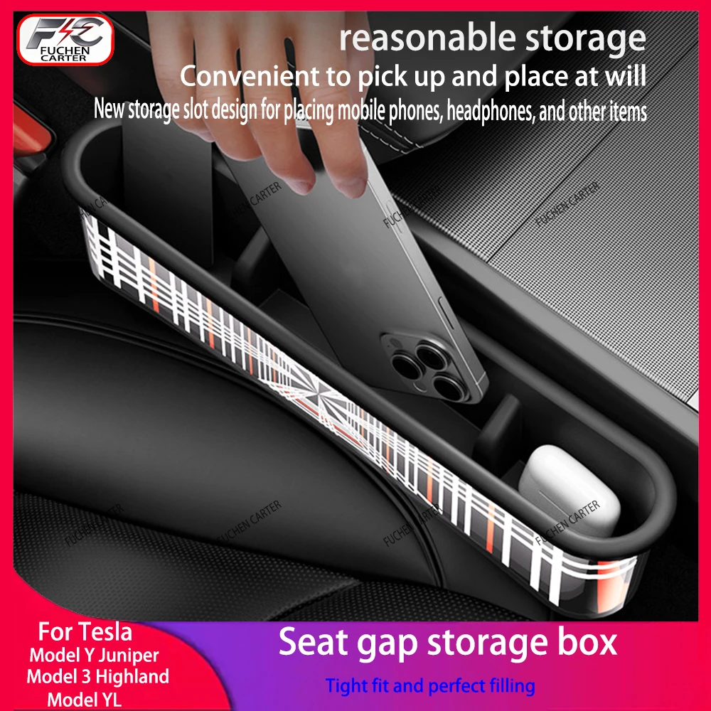 

For Tesla New Model 3/ModelY Juniper Car Seat Gap Storage Box Fill Auto Seat Gaps Leak-proof Wallet Phone Holder Car Accessories