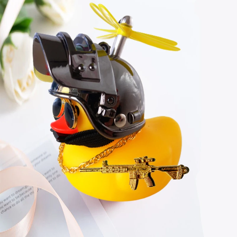 Motor Accessories Yellow Duck Ornaments with Helmet for Bike Without Lights Auto Accessories Duck In The Car Interior Decoration