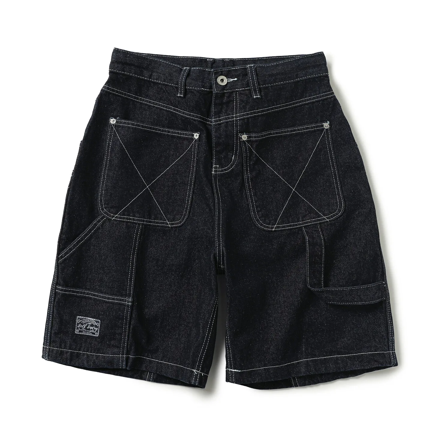 Japanese Retro Multi Pocket Shorts Casual Distressed Summer Denim Men's Pants