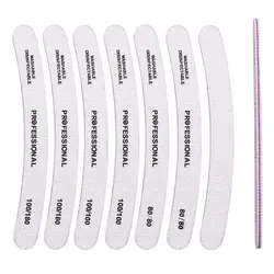 10pcs/Set Nail Art Files 80/100/180 Nails Accessoires Gel Nail Polishing Pedicure Manicure Buffers Nail Care Tools Curved Design
