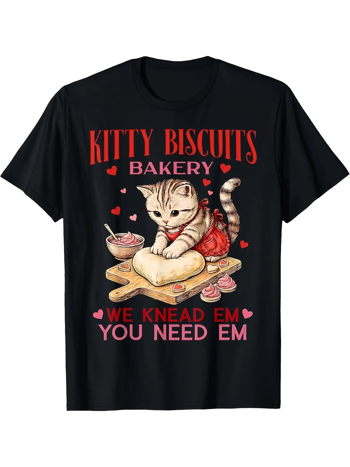 Kitty Biscuits Bakery We Knead Em You Need Em Cat Print T Shirt Gift Casual Vacation Party Sports Fashion T Shirt Unisex 2026 Su