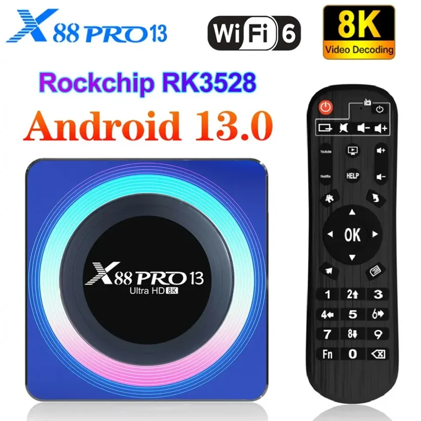 X88 Pro 13 Smart TV Box With Android 13.0 OS RK3528 Support 8K Video Decoding Wifi6 BT5.0 Streaming Media Player Set Top Box