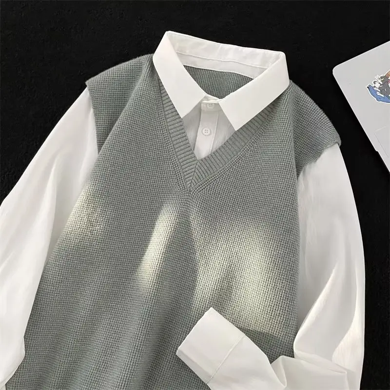 

Oversize V-ne Knitwear Men's Casual Sle Color Sweater Chic Simple Autumn Winter Large Size 300 Pou Japanese Sle