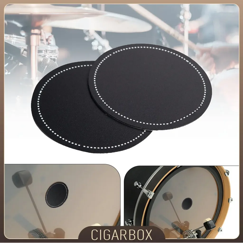 Bass Drum Head Pad Impact Patch Drumhead Protector Percussion Instrument Parts Black Color 2pcs/Set