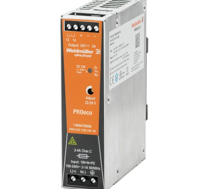 Weidmuller 1469470000 PRO ECO 72W 24V 3A Power Supply Switch-mode Power Supply Unit 24 V
