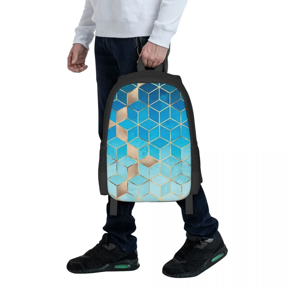 Sea And Sky Cubes Student Backpack School Bag Hiking Travel Daypack for Men Women Fashion Bookbag Shoulder Bags