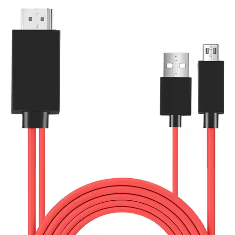 Y22A 6.5 Feet Micro-USB to HDMI Adapter Converter Cable 1080P HDTV for Android Devices Samsung Galaxy S3 (11 Pin, Red)