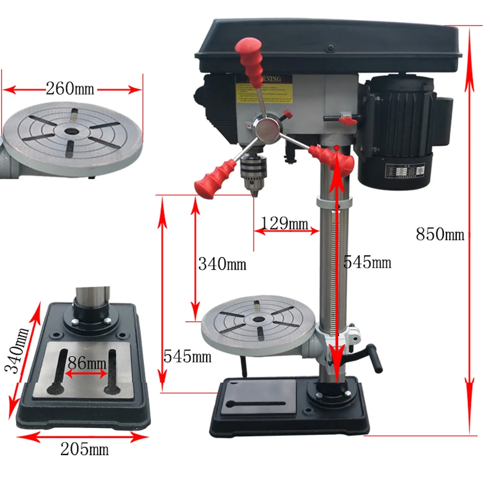 16mm 750W Industrial Laser Bench Drill Press With 4 Inch Flat Pliers Drilling Machine