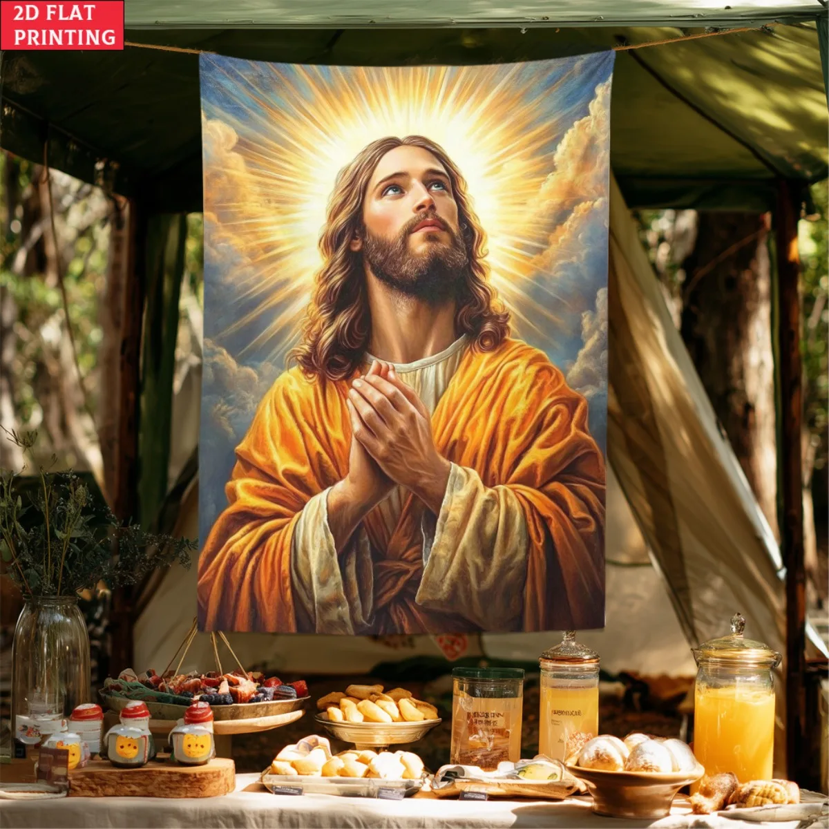 Jesus Christ Religious Wall Tapestry Christian Faith Home Decor Spiritual Art Hanging for Church or Living Room