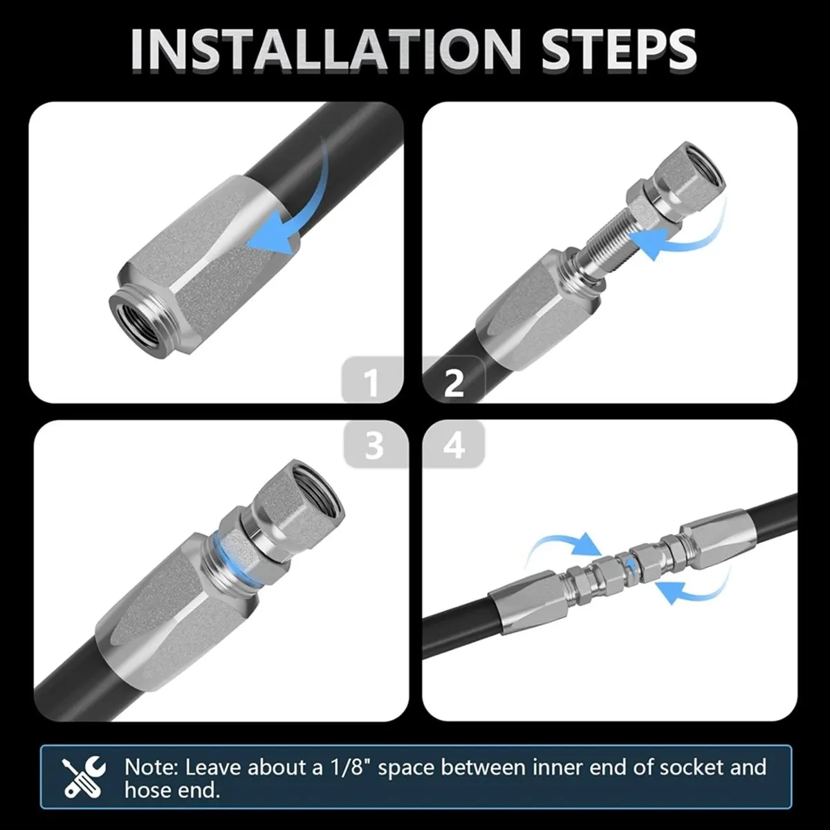

* Ремкомплект фитингов для гидравлических шлангов ESTR многоразового использования, фитинги для гидравлических шлангов с внутренним диаметром 1/4 дюйма, 3/8 дюйма, 1/2 дюйма, ремонтный комплект для гидравлического шланга