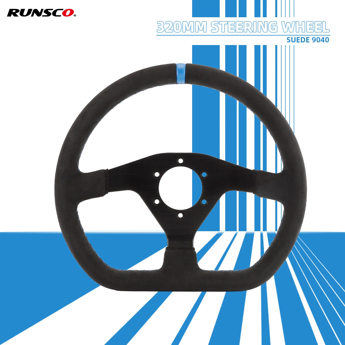 

D-образный руль 320 мм, замша 9040, контроллер симулятора, спортивные диски, плоский дрифт Runsco