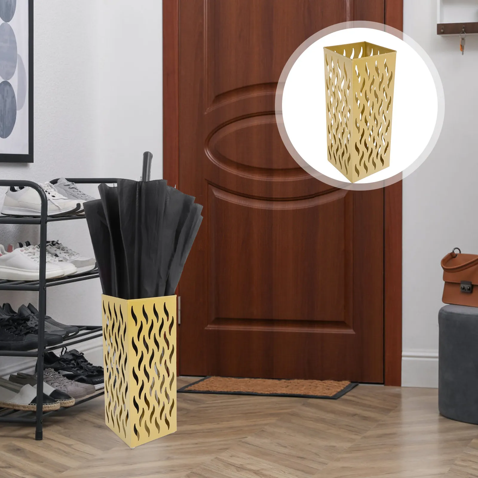 

Metal Square Umbrella Stand Organizer Large Capacity Iron Umbrella Holder Antislip Base for Entryway Home Hotel Lobby