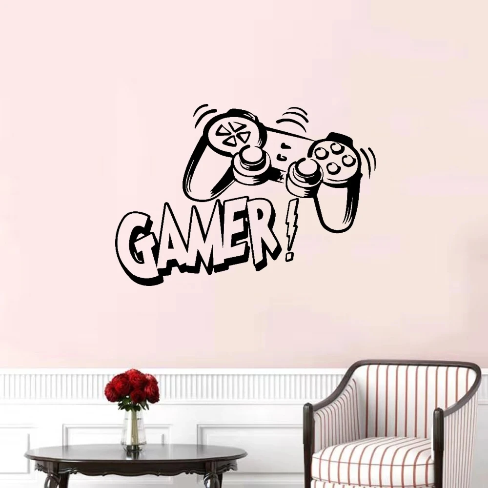 

1 pc nice Carved Gamer boys ps4 Gaming Wall Sticker Pvc Wall Art Stickers Modern Fashion Wallsticker for game room Wall Art