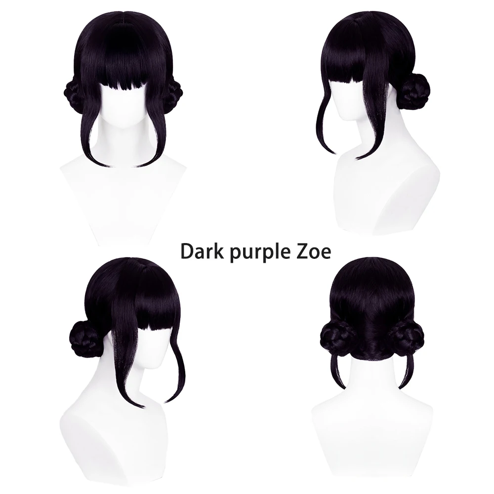 أنيمي Kpop شيطان الصيادين زوي كوسبلاي شعر صناعي أسود أرجواني داكن للهالوين وحفلات عيد الميلاد اليومية شعر مستعار عالي الجودة #3