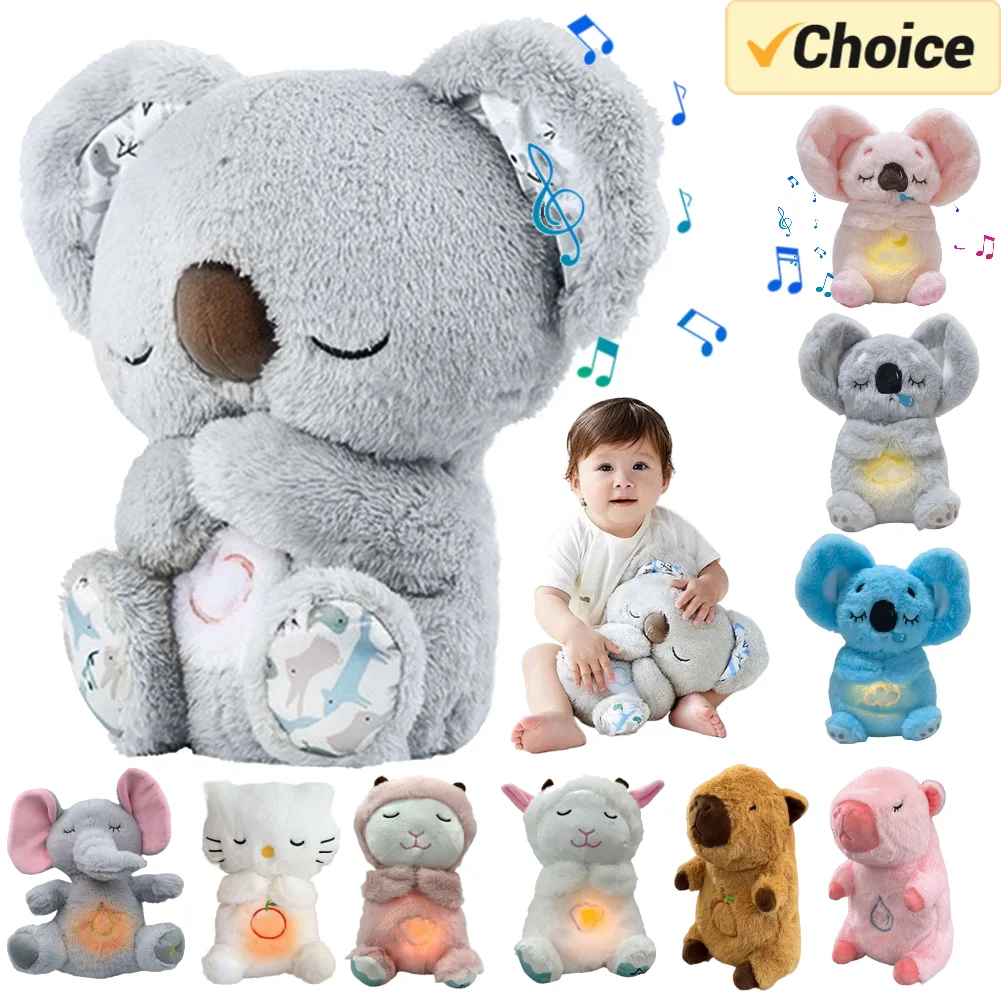 Baby Stuffed Animal Crib Toy with Light Sound Sleep Koala Bear Stuffed Animal Toy Cute Sleeping Relief Koala Gifts for Newborns