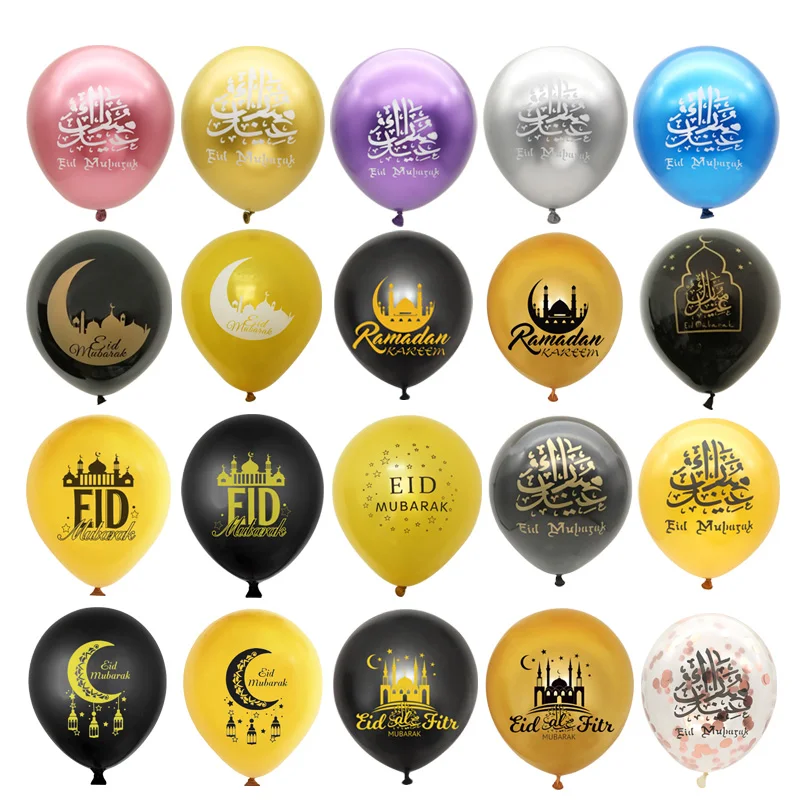 

10Pcs Eid Mubarak Latex Balloon Muslim Islamic Ramadan Festival Party Decor Ramadan Kareem Air Balloon Eid Al-Firt Home Supplies