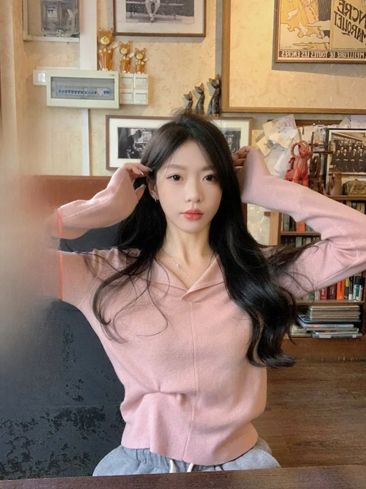 

Облегающий трикотажный топ с V-образным вырезом, базовый слой, женская мода 2025, новинка, стильный, для повседневной носки, зимний сезон, нижняя одежда...