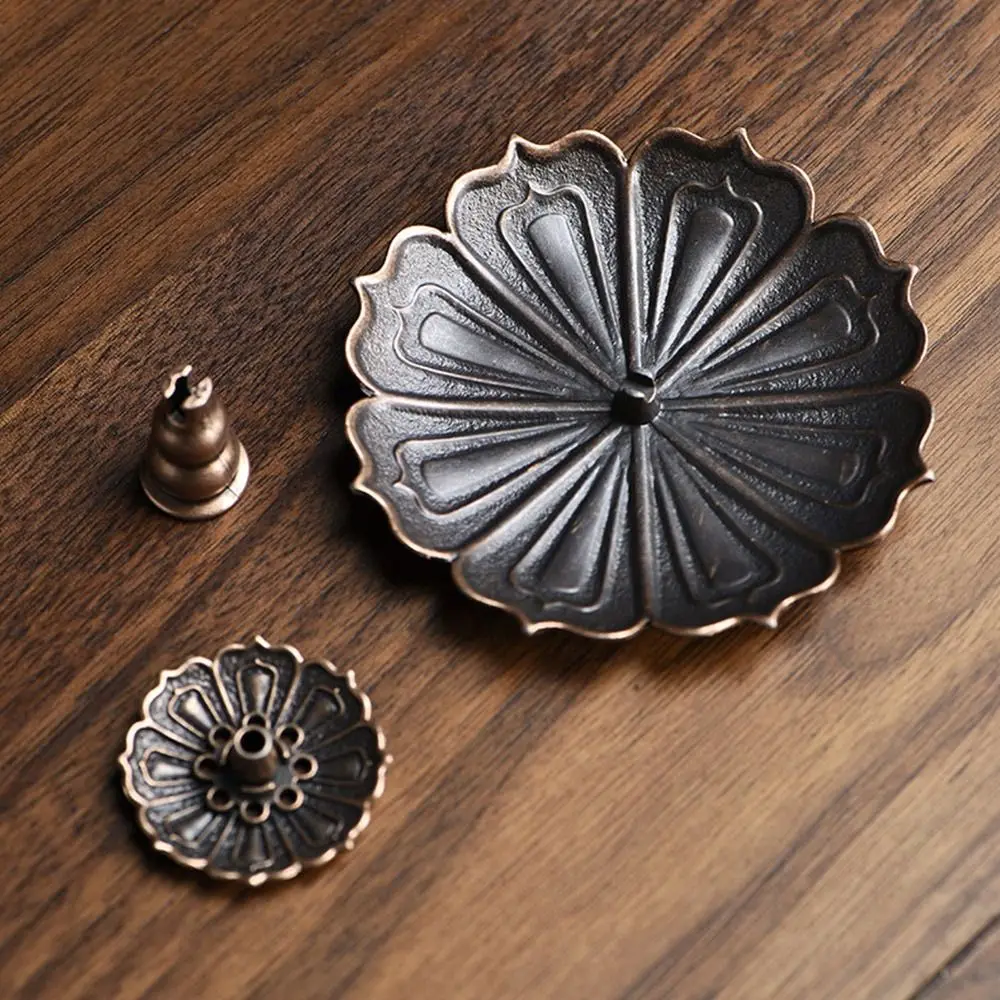 High Quality Alloy Incense Holder Lotus Shape Decorative Incense Stick Holder Multi-Hole Incense Burner Temples Home Office