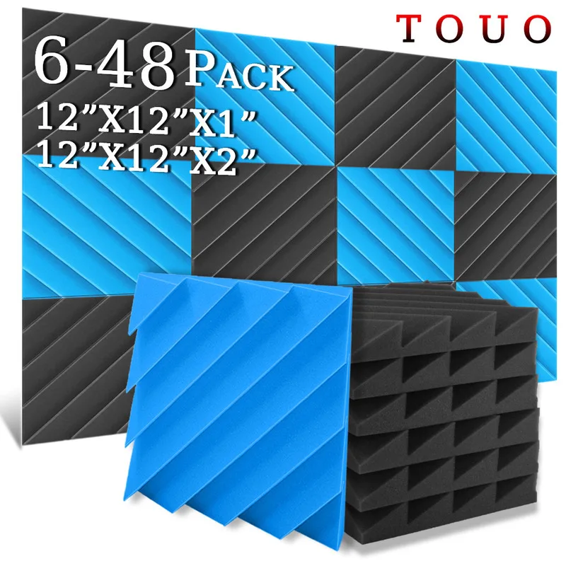 

TOUO Acoustic Foam 6-48 Pcs Diamond Groove Foams Panels Soundproof Insulation Flame-Retardant Material Ktv Acoustic Treatment